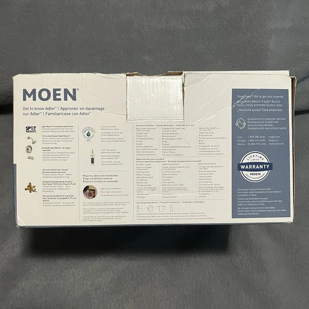 MOEN 82603 Adler Single Handle 4-Spray Tub Shower Faucet Chrome 1.8 GPM